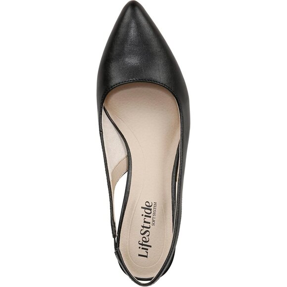 LifeStride Womens Black Polyurethane (PU) Slingback Kitten Heel Dress Pump - Picture 5 of 9